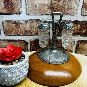 Vintage Silver Salt and Pepper Shakers Hanging
Glass Cluster Grapes